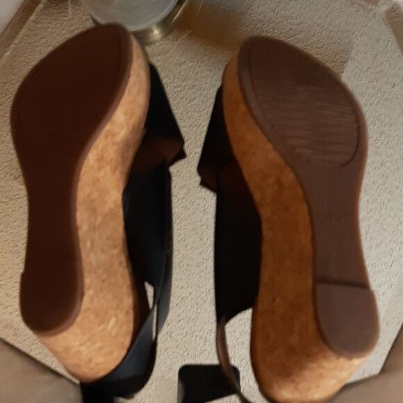 Womans Cushioned Air  Padded Insoles  Blue Strap Cork  Wedge Sandals Sho… - Picture 9 of 10